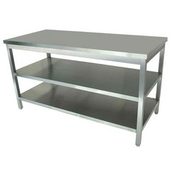 Inox werktafel met 2 onderbladen Br70xD70xH85/90cm