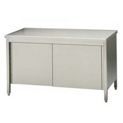 Inox werktafel/kast met schuifdeuren 11000522