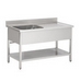 Inox spoeltafel met ondertablet en 1 bak en aanrecht rechts 1S421220M6